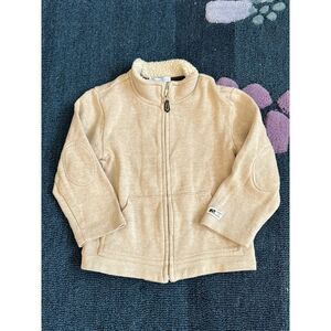 Janie and jack moose cabin natural zip‎ up sweater sweatshirt mock neck vintage